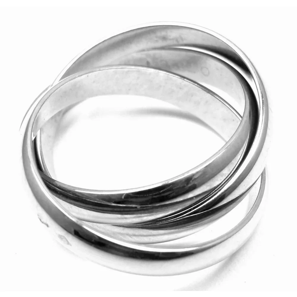 Authentic! Cartier 18k White Gold Trinity Band Ring Size 53 Us 6 1/4​ - Picture 3 of 9